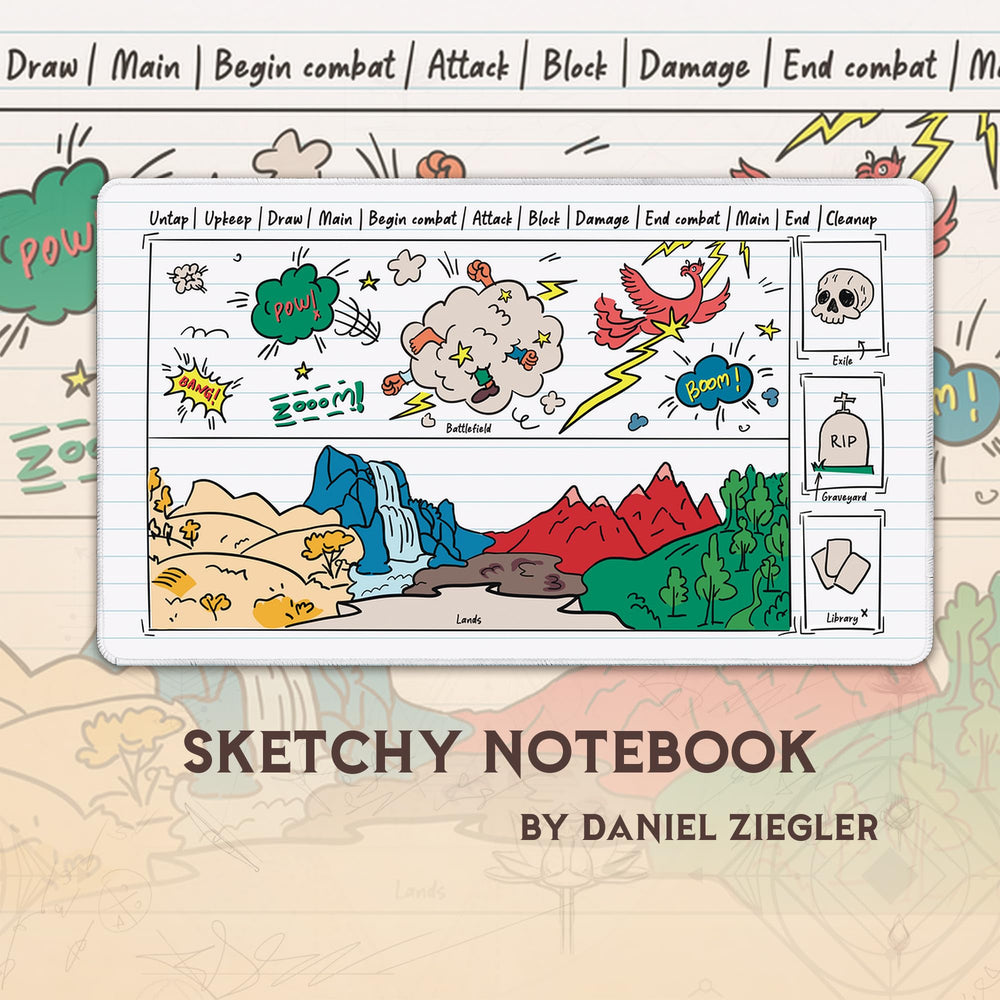 Paramint Sketchy Notebook design enhances table aesthetics while protecting cards.