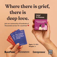 Grief is Human reflection cards spread prompting deep, thoughtful discussions