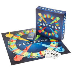 PARTNERS pawns racing across the board during play.