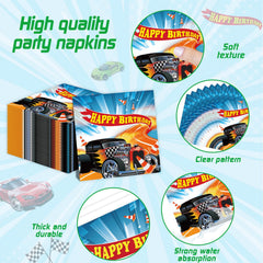 Party Greeting colorful forks bring color to racing-themed meals.