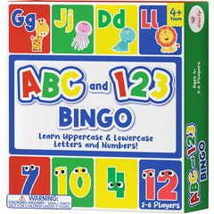 Party Hearty Alphabet and Number Bingo board, colorful and engaging for early literacy and numeracy.