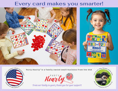 Party Hearty colorful animal-themed boards capture kids' attention during learning games.