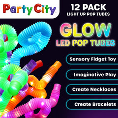 Party City 14-LED per tube with 3-mode glow, perfect as neon party props