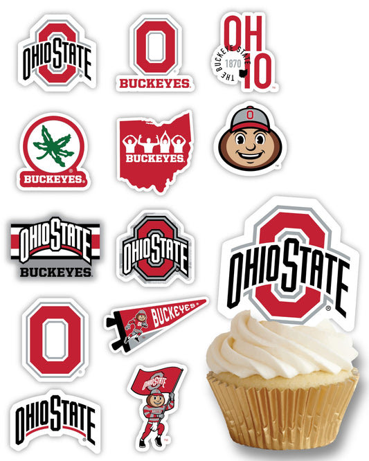 Partykandy Ohio State Buckeyes cupcake topper set for quick decorating