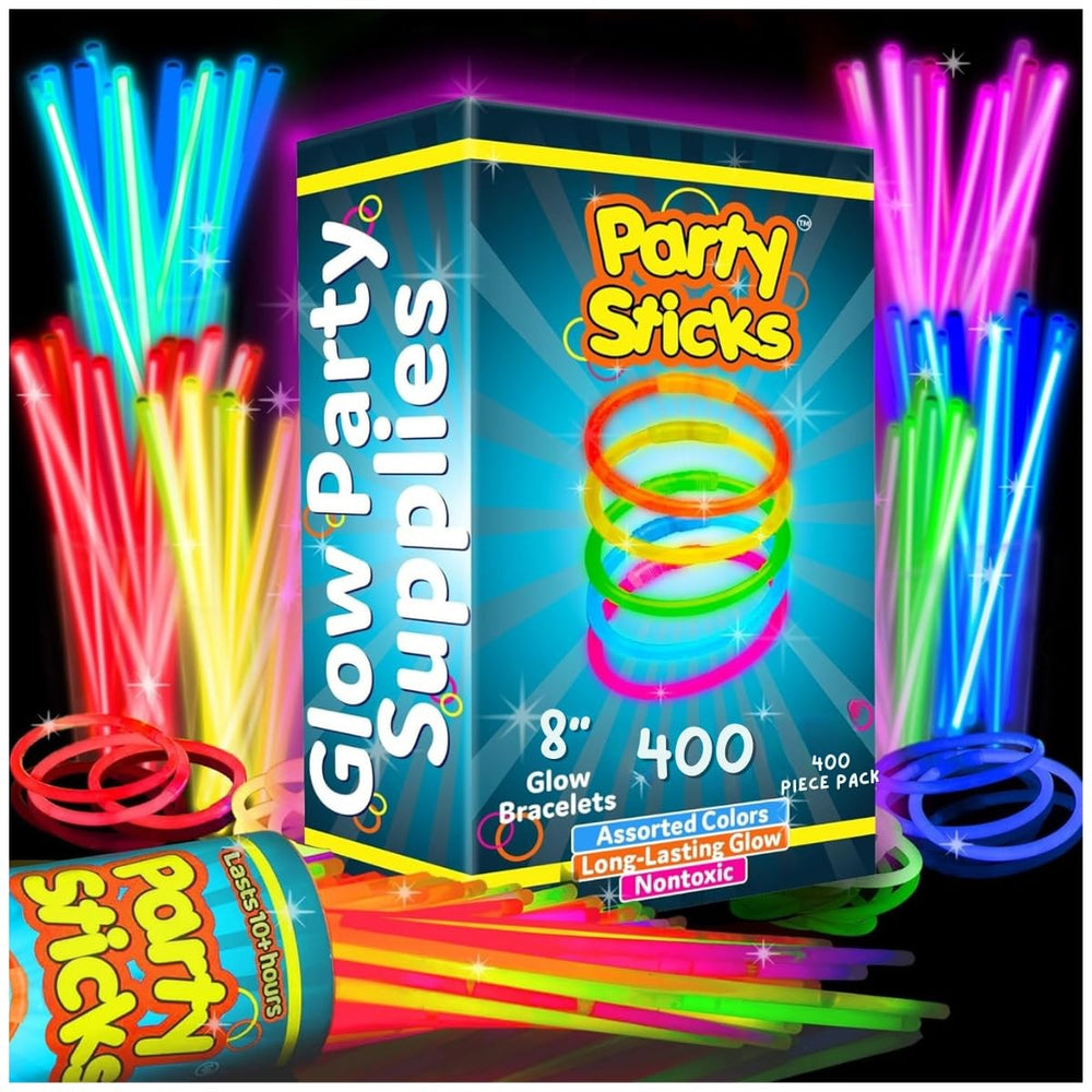 PartySticks 400-pack glow sticks glow brightly for vibrant party lighting.