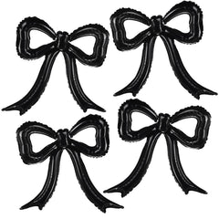 PartyXpress black bow foil balloons create a chic backdrop for coquette birthdays.
