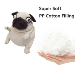 PASHMAIRE pug plush detail: wrinkled face and soft body.