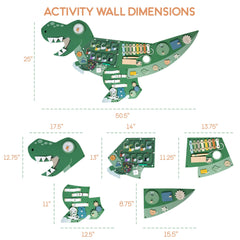 PATHFINDER PANDAS dinosaur wall panel kid playing promotes sensory engagement in playrooms.