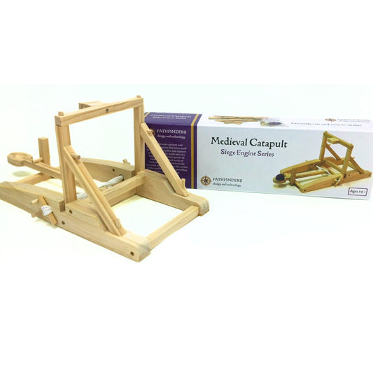 Pathfinders Medieval Catapult assembly in progress for hands on engineering practice