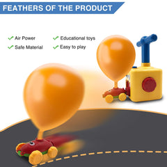 Pathosio Pets balloon car toy yellow duck release button demonstrates immediate forward motion