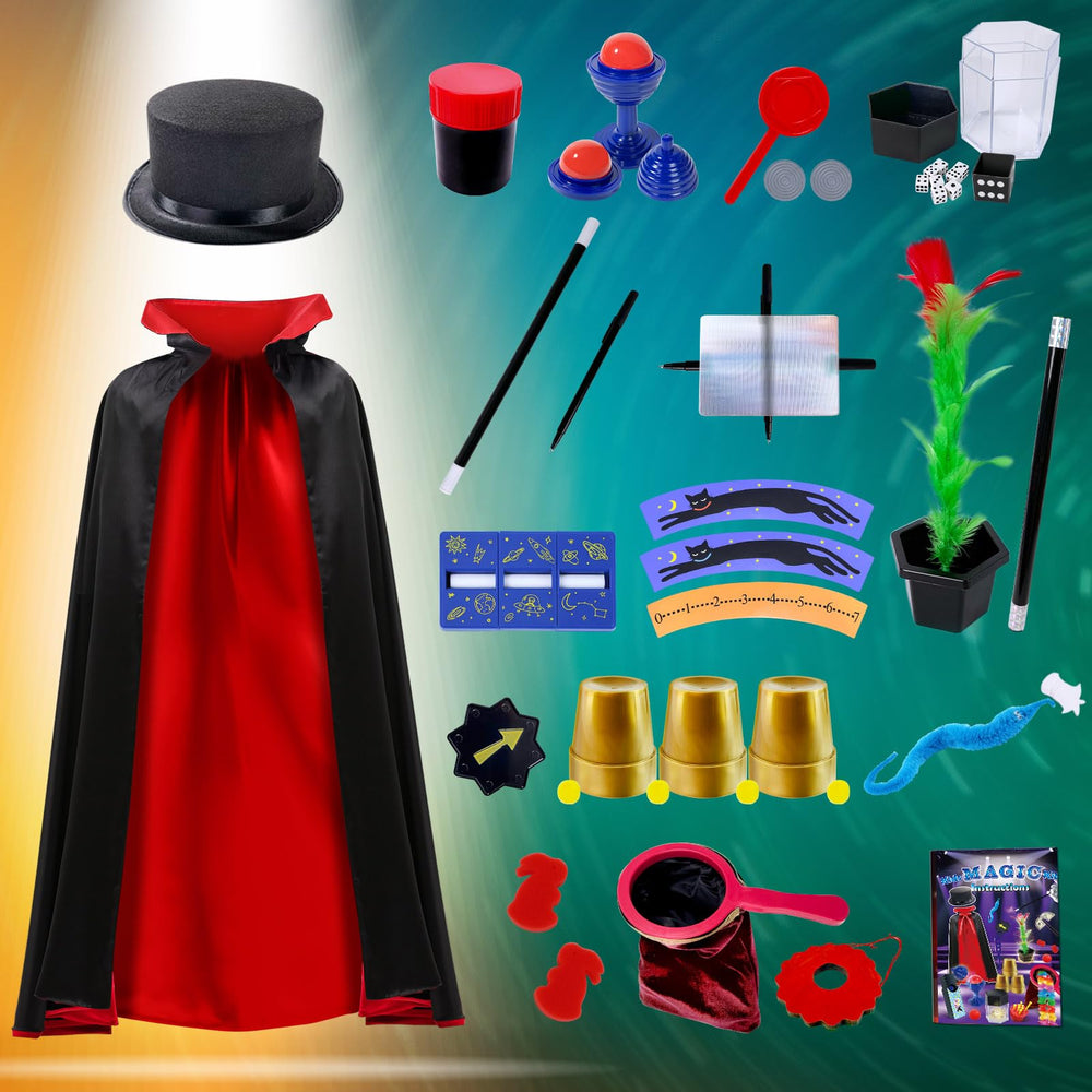 PATIFEED Kids Magic Kit instruction book with illustrated steps for easy tricks.