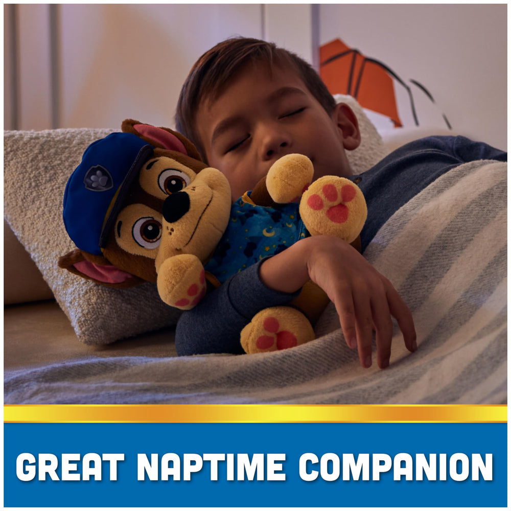 Chase plush as a comforting bedtime snuggle companion.