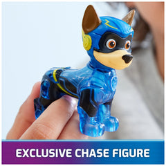 Mighty Pups figure dressed in uniform glows inside the vehicle