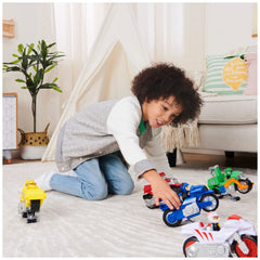 Wheelie-ready pull-back vehicle in bright PAW Patrol styling.