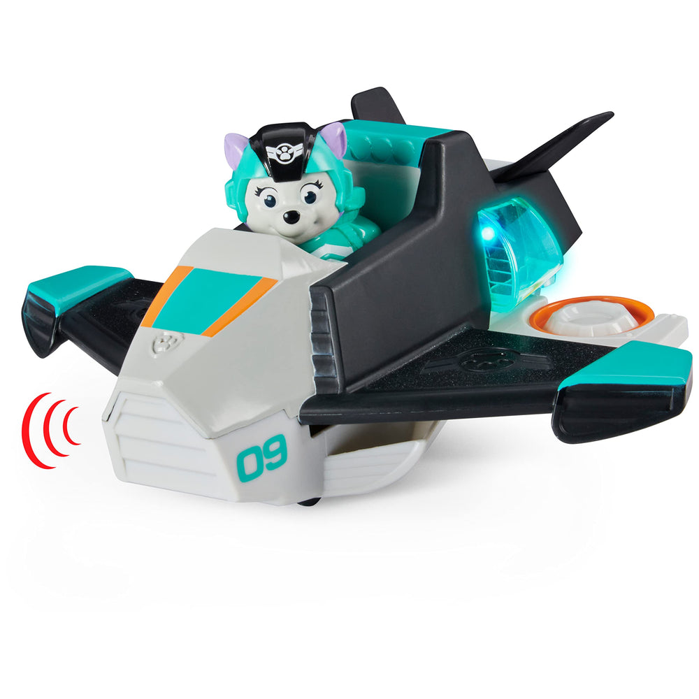 Paw Patrol Everest jet in rescue mode with glowing lights