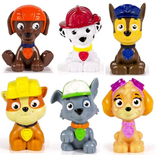 Paw Patrol Rubble figure close-up, compact and durable for on-the-go play.