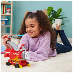 PAW Patrol Marshall Rise and Rescue vehicle back storage bay open with drone and basket
