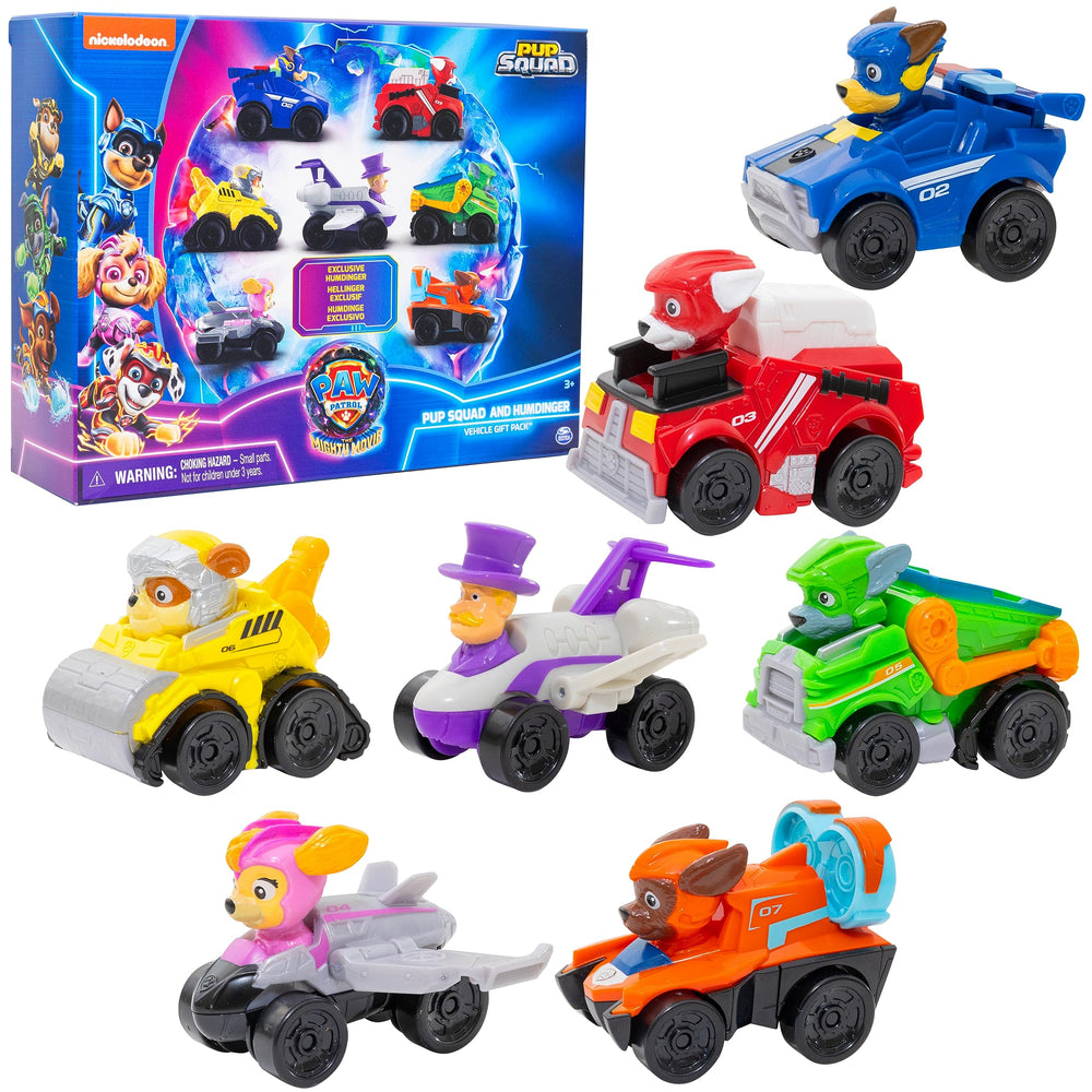 PAW Patrol Mighty Movie Pup Squad Racers set with seven vehicles for imaginative play