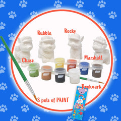 Paw Patrol Marshall figurine awaits colorful decoration and imaginative play.