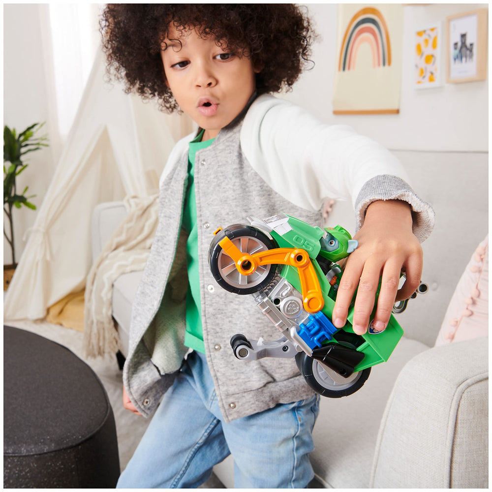 PAW Patrol Rocky Deluxe Vehicle pull-back action shows wheelies