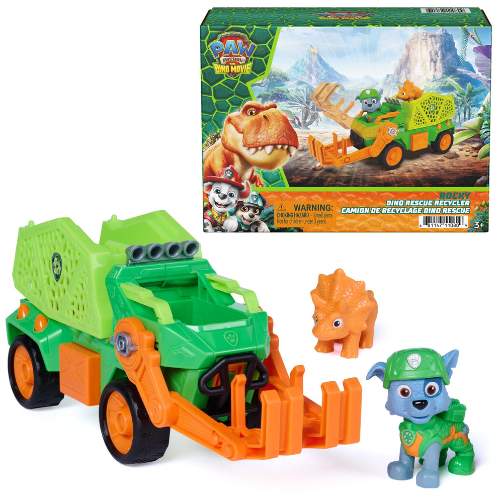 PAW Patrol Rocky Recycler front view showing sturdy design and smooth wheels