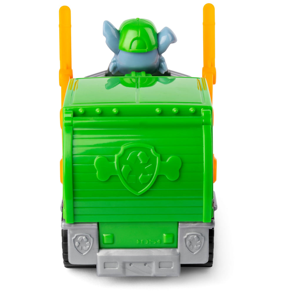 Close-up of Rocky in recycling uniform highlighting authentic branding.
