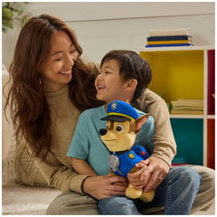 Paw Patrol Room Patrol Chase plush with soft fur for cozy storytelling.