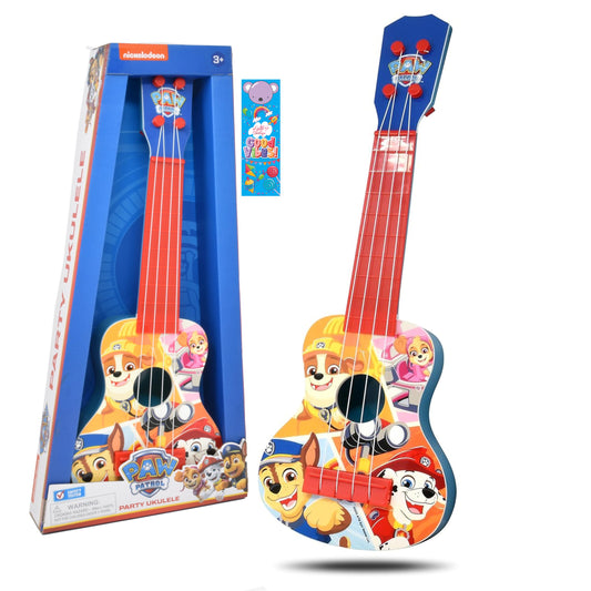 Paw Patrol ukulele for toddlers in bright front view showing small-hand design