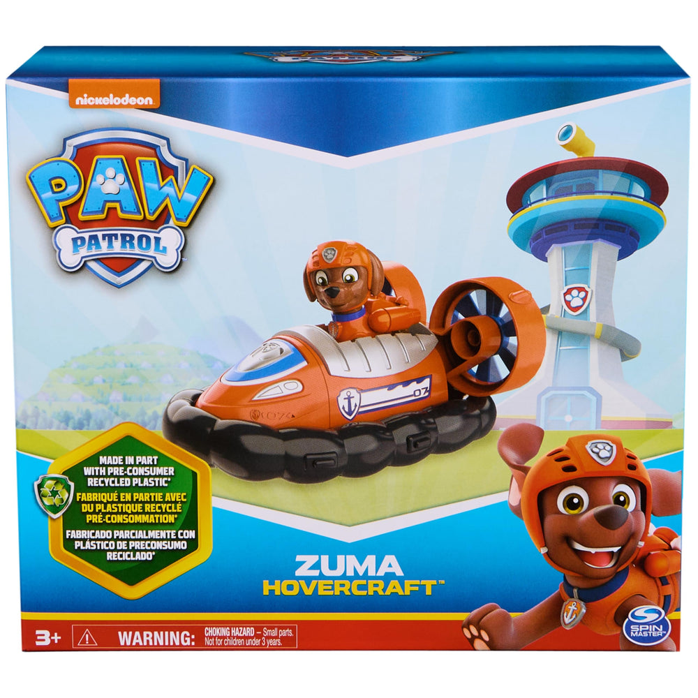 Paw Patrol Zuma Hovercraft includes figure for immediate role-play.