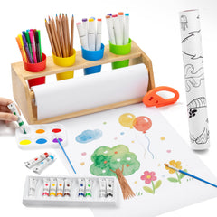Payarma easel with paper-roll dispenser for tidy tabletop art sessions.