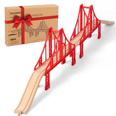 Payarma wooden train bridge with double suspension for imaginative play