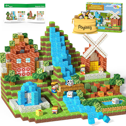 Payleeg Magnetic Blocks farm scene stimulates imaginative play and fine motor practice