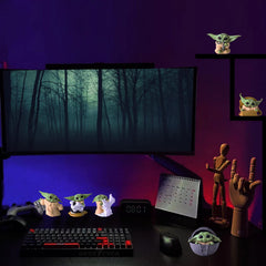 PAZATAO Baby Yoda display shelf piece enhances a themed room.