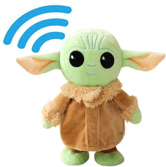 PAZATAO Talking Baby Yoda front view, a friendly interactive plush for kids' playtime.