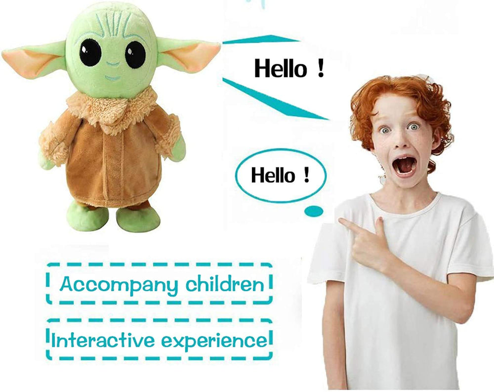 PAZATAO Talking Baby Yoda walking action, encouraging imaginative storytelling during play.