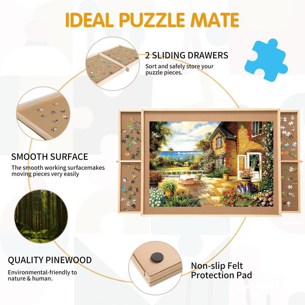 PAZIONMI cover mat on puzzle board protects surfaces during assembly.