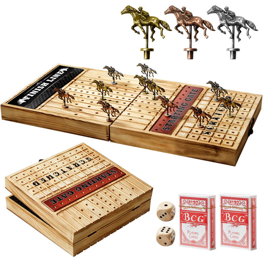 PAZIONMI horse racing board with 11 metal horses for durable family gameplay.