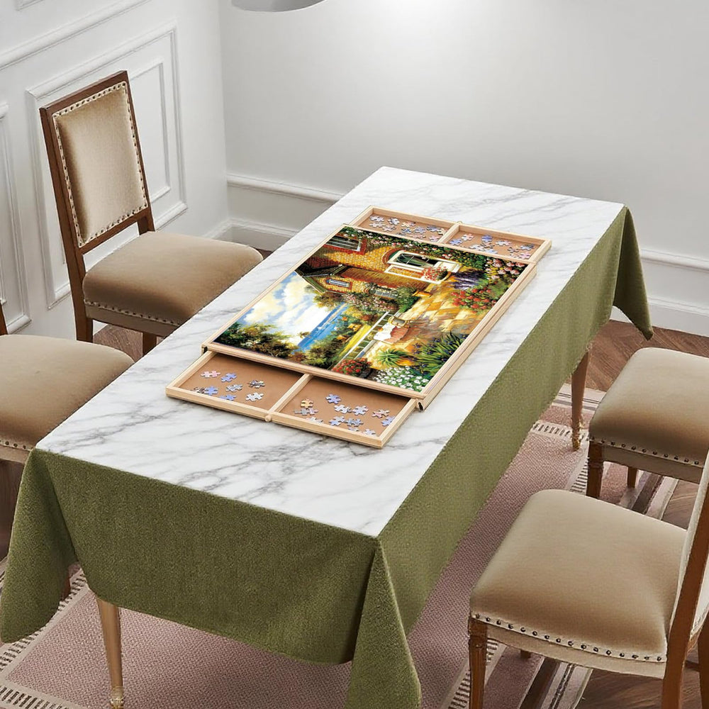 PAZIONMI organized workspace supports 300-500 piece puzzles.
