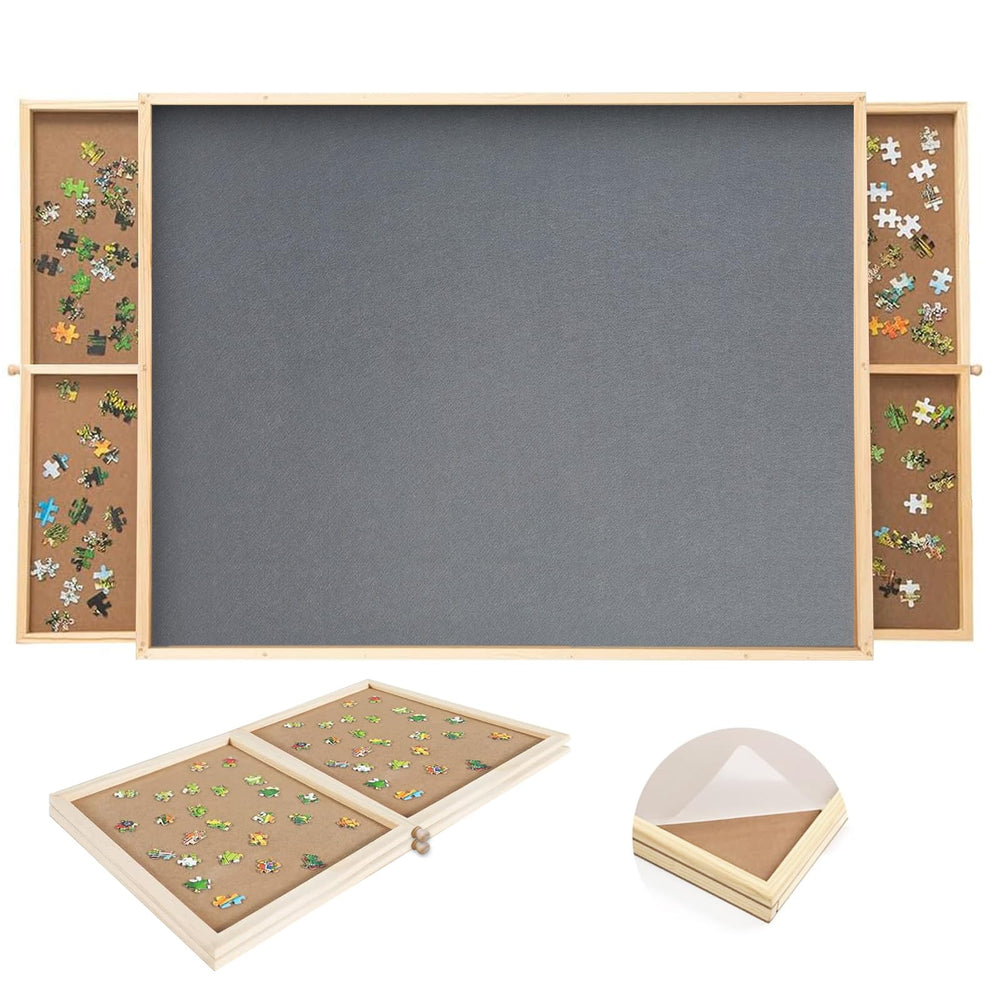 PAZIONMI puzzle board with drawer organization keeps small pieces tidy during puzzling sessions.