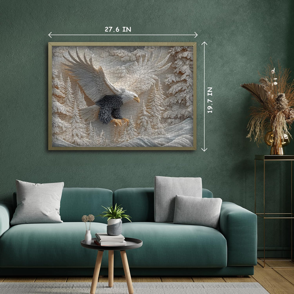 Pazzocenter The Carved Eagle puzzle 70 by 50 cm—ample space for intricate sorting.