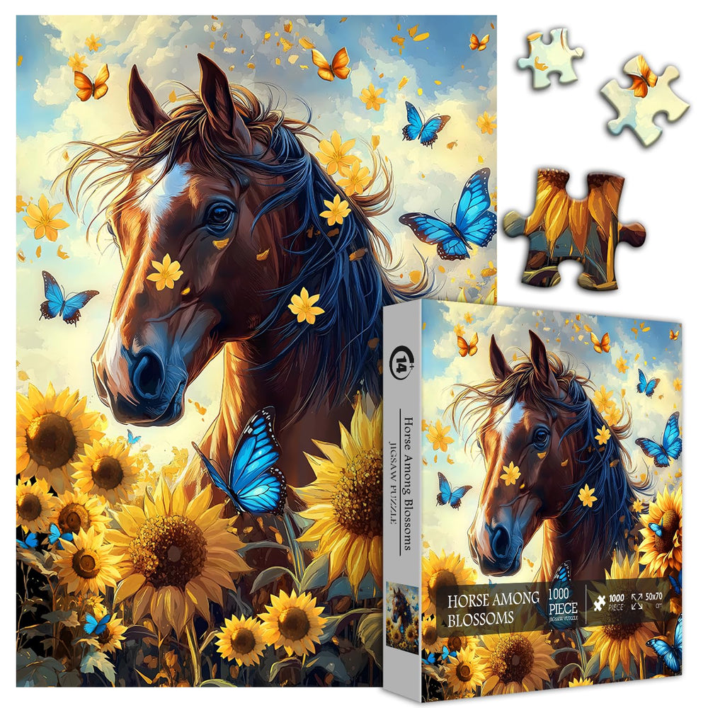 Pazzocenter Flower Horse Puzzle box showcases vibrant bloom and equine scene for family fun