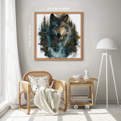Pazzocenter completed wolf puzzle in forest waterfall scene ready to frame