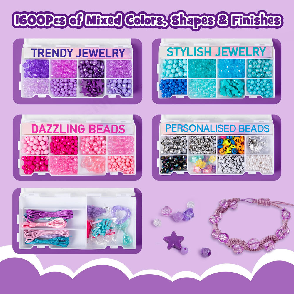P&C Bead Bracelet Kit with 360° rotating compartments for quick access while crafting.