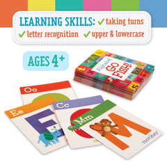 Kids enjoy searching for letter pairs in Peaceable Kingdom Alphabet Go Fish to boost memory.