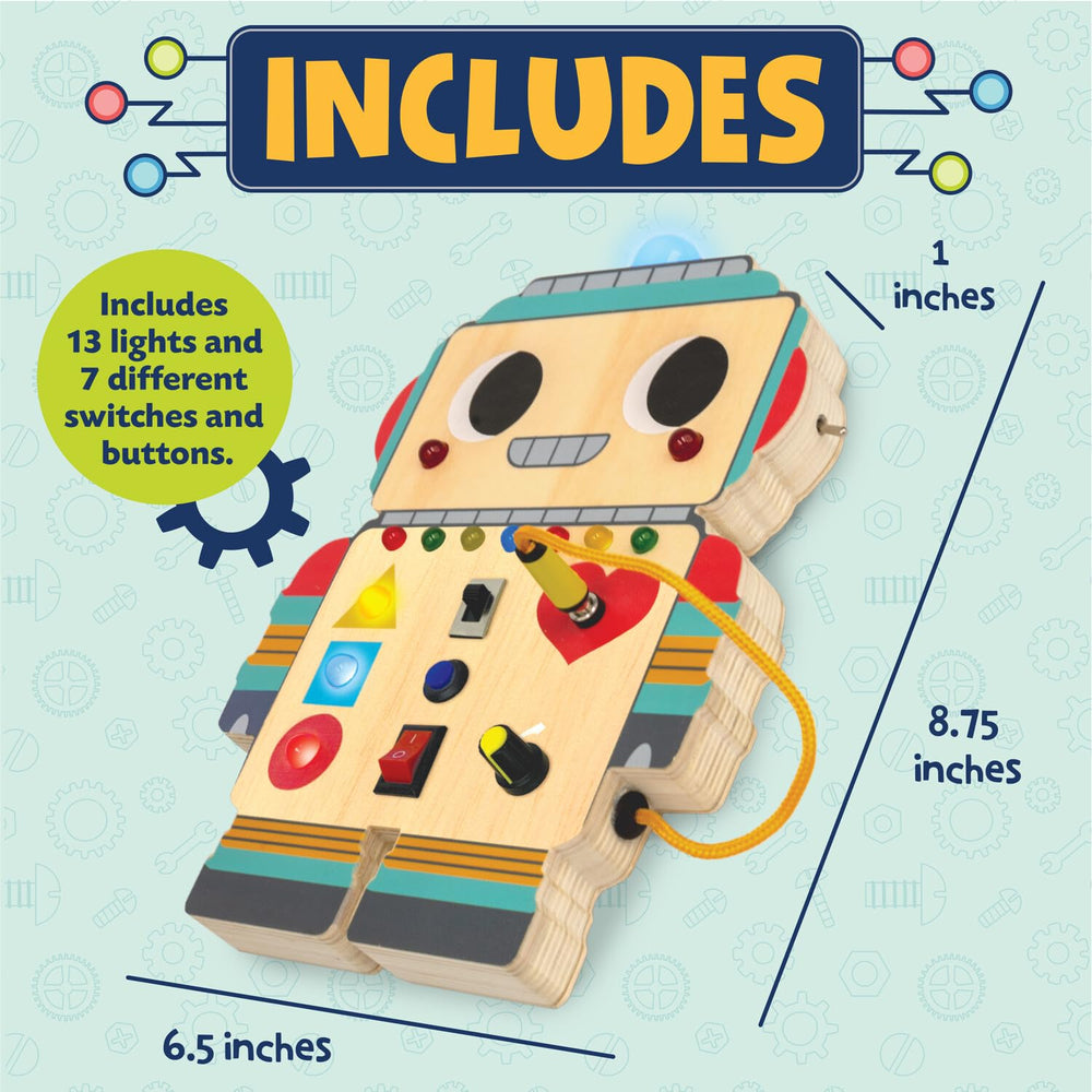 Peaceable Kingdom Blinkity Bot features 13 lights for interactive discovery.