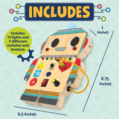 Peaceable Kingdom Blinkity Bot features 13 lights for interactive discovery.