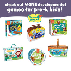 Peaceable Kingdom colorful nesting boxes closeup highlights bright kid-friendly visual appeal.