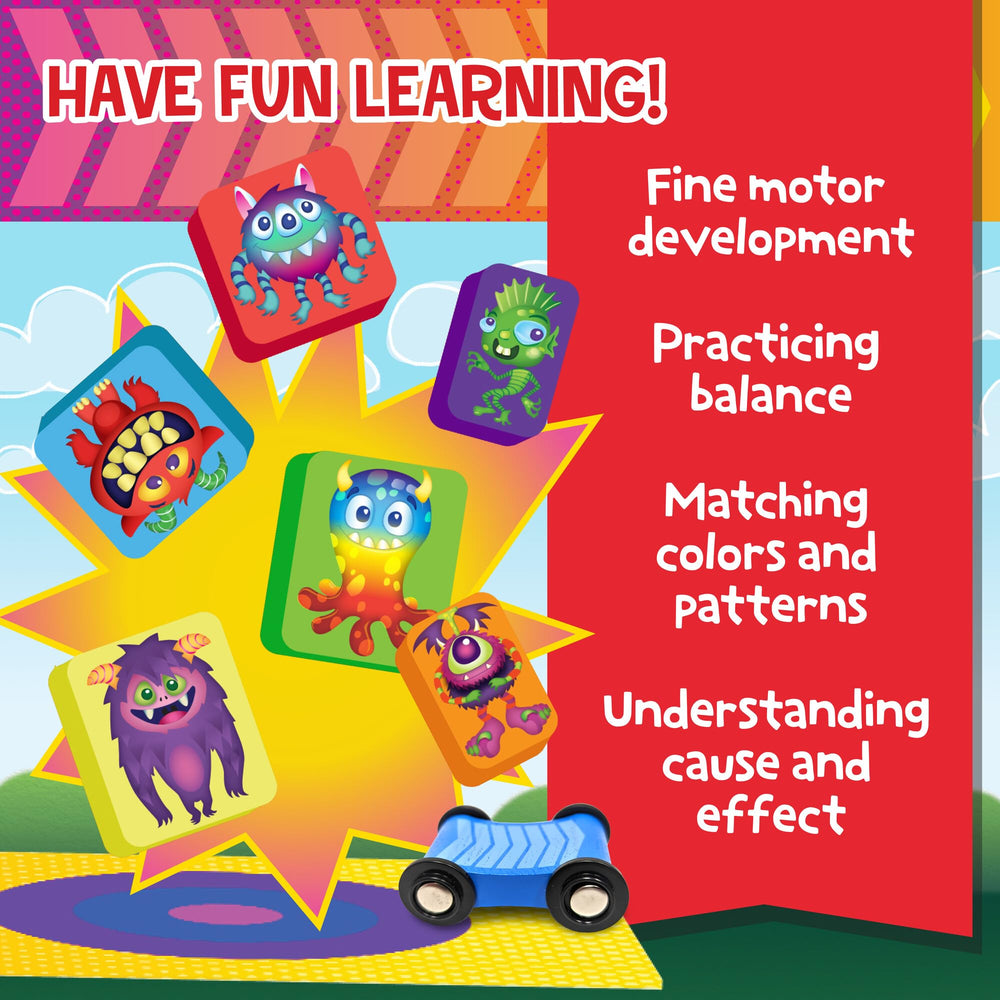 Peaceable Kingdom Crash Monsters foam monster blocks invite stacking and counting practice.