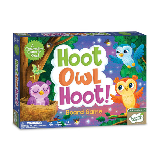 Peaceable Kingdom Hoot Owl Hoot game board enabling cooperative problem solving.