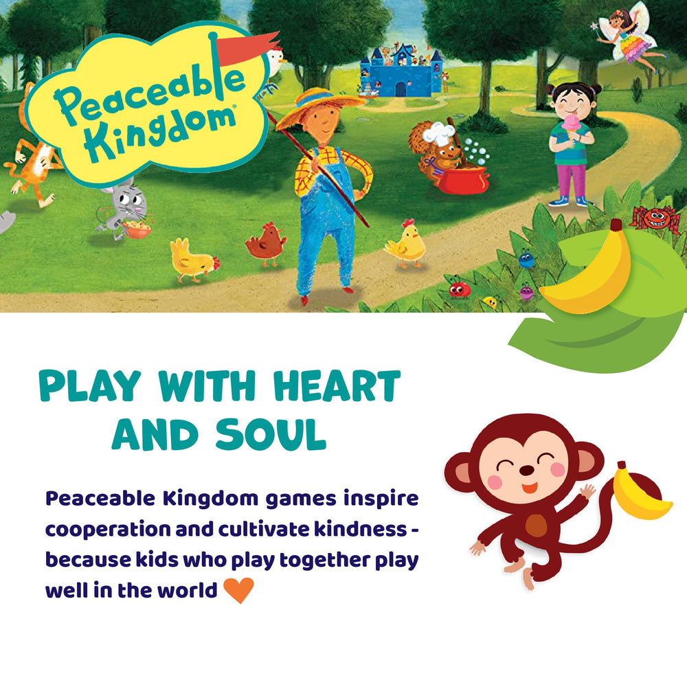 Peaceable Kingdom Monkey Around: ready-to-play box with cards and banana beanbag.
